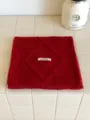 Bufanda de punto roja lisa para mujer, elegante bufanda de invierno cálida con diseño de botones. - Burdeos