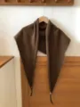 Brown wool triangular scarf for women, soft cozy winter warm neck warmer and stylish head wrap. - Dark Brown