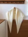 Cozy wool-blend solid color triangular scarf detail, soft and warm winter knit neck wrap. - Ivory