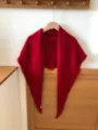 Wool blend solid color red triangular scarf, soft warm winter bib and stylish head wrap. - Red