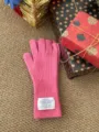 Femme hiver chaud tricoté gants en laine rose tactile vue détail élégant vêtement cosy - Rose