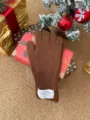 Gants d'hiver chauds en tricot pour femmes, couleur marron, tactiles, style confortable. - Brun Foncé