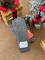 Vue détail gants tactiles tricot gris femme hiver gants chauds en laine thermique douce - Gris