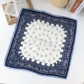 Vintage blauw wit kasjmier vierkante sjaal retro zijde gevoel halsdoek vrouwen accessoire - Blauw