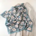 Pañuelo de seda verde menta con estampado de caballos, pañuelo elegante de mujer. - Verde