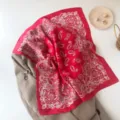 Red silk scarf women elegant small square neckerchief retro paisley print bandana chic - Paisley Red