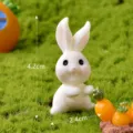 Cute resin rabbit miniature figurine with carrot, white bunny micro landscape garden ornament. - No. 19 Sitting Rabbit Raising Hand