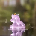 Cute mini resin unicorn figurine, translucent pink, glowing desktop decoration ornament - Purple