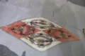 Pleated small square scarf with vintage chain print, elegant neckerchief for women. - Khaki Edge Belt