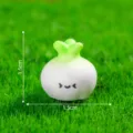 Mini figurine de légume mignon micro paysage ornement, blanc et vert résine décor. - Ail