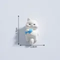 Mini statuetta gatto bianco resina ornamento decorazione scrivania pesce blu - 3# Che tiene un pesce
