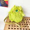Süße grüne Plüsch Einäugige Monster Umhängetasche kawaii Cartoon Schulterhandtasche - Grün