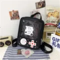Mochila japonesa transparente de PU para estudiantes consola de juegos bolso lindo - Negro