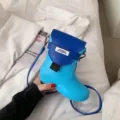 Simpatica borsa a tracolla a forma di stivale per donna, borsa creativa in pelle PU. - Blu