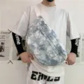 Borsa a tracolla in tela tie-dye di grande capacità stile INS coreano per tempo libero. - Blu