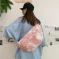 Borsa a tracolla in tela tie-dye stile coreano, grande capacità borsa studentesca alla moda - Rosa