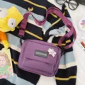 Bolso cruzado de lona Harajuku morado para mujer, elegante bolso informal de estudiante. - Púrpura