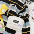 Bolso bandolera blanco estilo Harajuku con bolsillo con solapa y lindo colgante de conejo. - Blanco