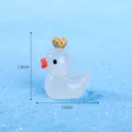 Cute luminous crown little yellow duck figurine for miniature landscape and fish tank decor. - Small Transparent