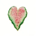 Tropical plant caladium leaf brooch, cute alloy enamel pin for clothing, backpack, and bags. - Pink Green Caladium Style (E12-5-351)