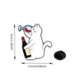 Cute white cat wine enamel pin alloy brooch badge fashion accessories gift details view - Cup-Balancing Cat (MHJ2)