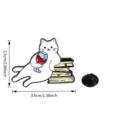 Cute white cat red wine enamel pin badge alloy brooches for clothing bags accessories - Reading Cat (MHJ1)