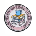 Literary book reading enamel pin metal badge for clothing decoration and schoolbag style - Round Book and Coffee (D10-3-131)