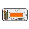 Art powered enamel pin creative battery paintbrush metal brooch for student backpack clothes. - Art Battery (D10-2-130)
