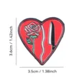 Gothic heart rose and knife enamel pin, dark romantic fashion brooch badge for clothes and bags. - Rose and Dagger