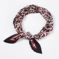 Close-up detail of the pleated leopard print neckerchief showing delicate fabric texture. - Pleated Style / Black Border Leopard