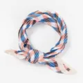 Pleated plaid small square scarf, chic neckerchief accessory for women, stylish detail. - Pleated Style / Pink Grid