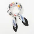 Chic poker card print silk square scarf, versatile fashion neckerchief for women everyday. - Black