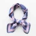 Stylish geometric printed square silk scarf for women, elegant striped neckerchief and wrap. - Purple + Pink Stripes / 70x70cm