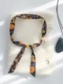 Retro Blumen Perlen Seidenschal Halskette Damen Nischen Design verstellbare Pulloverkette. - Kleine Gelbe Blume