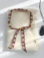 Retro karierte Stoff Perlen Band Halskette Damen Nische verstellbare Pullover Kette - Kaffee Kariert