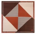 Women satin square scarf 70cm geometric heart print elegant neckerchief for daily gift - Caramel color
