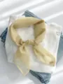 Light yellow solid color chiffon square scarf detail, elegant neckerchief for women. - Light Yellow