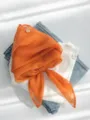 Korean lazy style solid color chiffon scarf women breathable decorative hair wrap - Orange Red