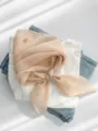 Korean solid color chiffon scarf stylish neckerchief hair wrap breathable women fashion accessory - Off White