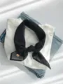 Korean style solid color sheer chiffon scarf, breathable decorative neckerchief for women - Black