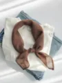 Korean style minimalist brown chiffon scarf, breathable elegant neckerchief for women. - Coffee