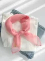 Korean style solid color chiffon scarf breathable lightweight neckerchief 70cm for women - Pink