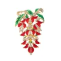 Broche de flor de glicinia vintage estrás esmalte plantas accesorios de ropa para mujeres - Rojo