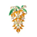 Retro Naranja Wisteria Flor Broche Chapado En Oro Diamante De Imitación Esmalte Pin - Amarillo