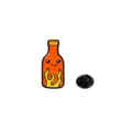 Cute hot sauce bottle enamel pin, funny cartoon food metal badge for bags and clothes. - Hot Sauce Bottle Shape (E18-6-902)