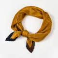 Elegant pleated silk scarf with chic color blocking design, versatile neckerchief. - 70x70cm-K708 / Solid Pumpkin Color