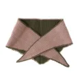 Bufanda triangular de punto para mujer, elegante diseño de doble cara rosa y verde oliva. - 98x24cm / Rosa