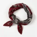 Pleated burgundy square scarf featuring vintage carriage print for women fashion versatile neckerchief. - 70x70cm-K708 / Carriage Wine Red