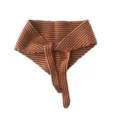 Striped knitted scarf for women, cozy winter neckerchief with cute tie-up design for daily wear. - Red