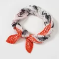 Pleated scarf detail view, elegant orange and white print, versatile fashion neckerchief accessory. - 70x70cm-K708 / Hot Air Balloon Orange